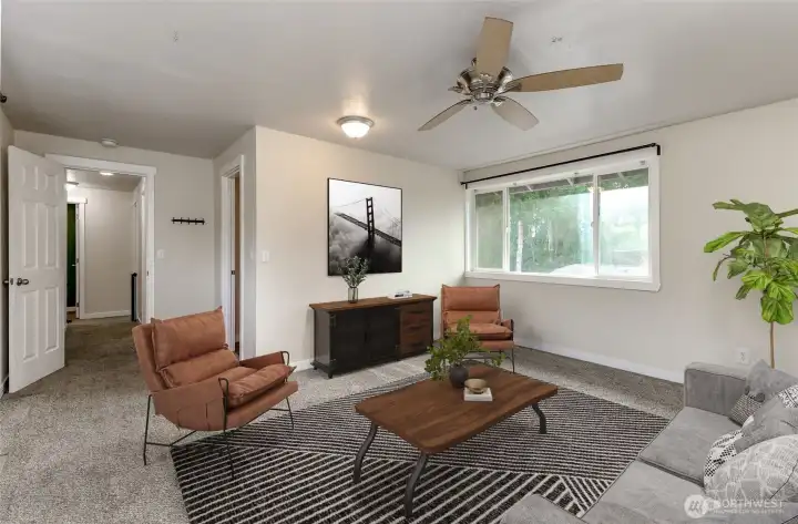 Virtually staged bonus room shows the potential of the bedroom -