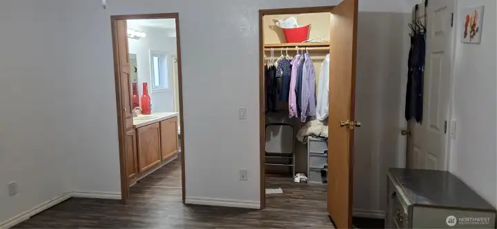 Primary bedroom with a walk-in closet.