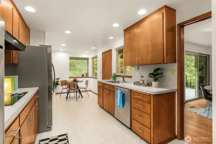 Spacious kitchen with eat in space.