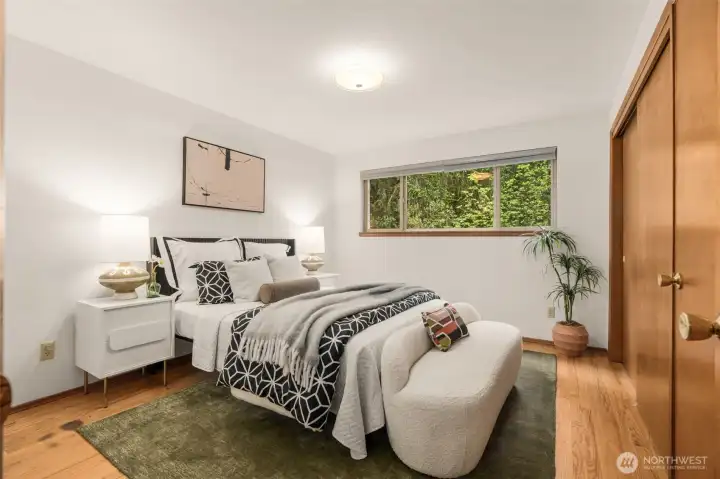 Primary bedroom with plenty of closet space.