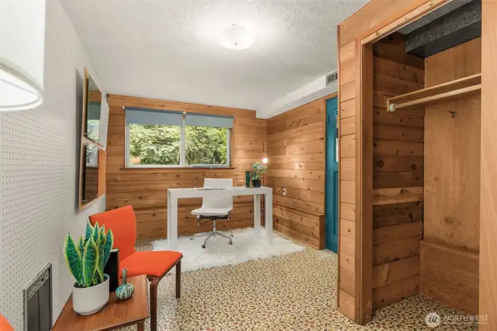 Lower level bonus room, office or workout space.