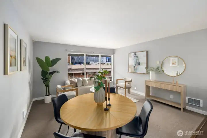 Large living space with room for a separate dining area. Large living space with room for a separate dining area.