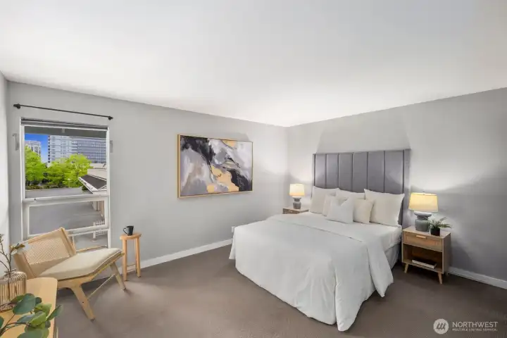 Spacious bedroom with plenty of room for a king bed. Spacious bedroom with plenty of room for a king bed.
