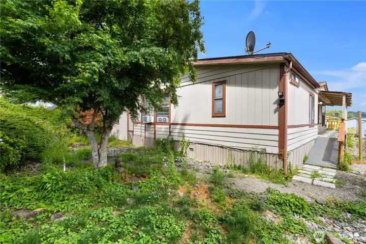 back yard- fenced on both sides and back of property