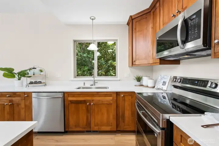 Nothing but trees to stare at while working at the sink!