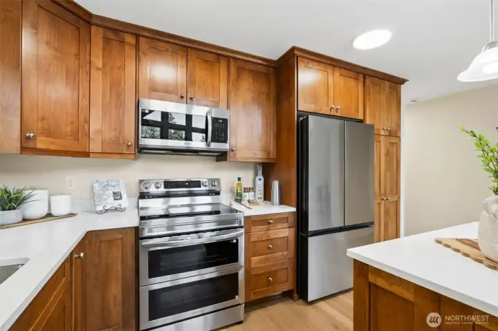 The complete suite of brand-new stainless-steel appliances are all included with the home.