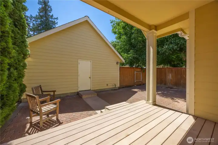 Deck & patio off of Primary also accessed by the side entry. Deck & patio off of Primary also accessed by the side entry.