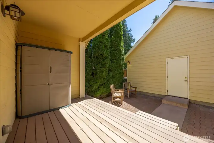 Deck & patio off of Primary also accessed by the side entry. Deck & patio off of Primary also accessed by the side entry.