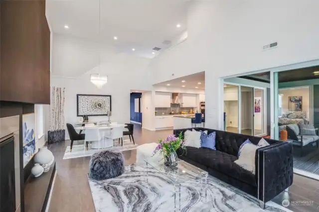 View towards dining area and kitchen.