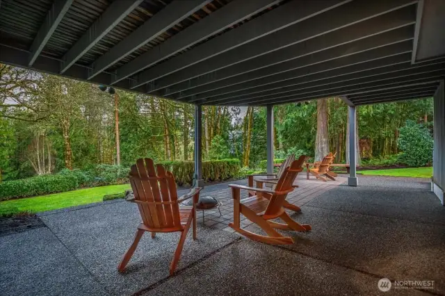 Partially covered lower level patio off basement.