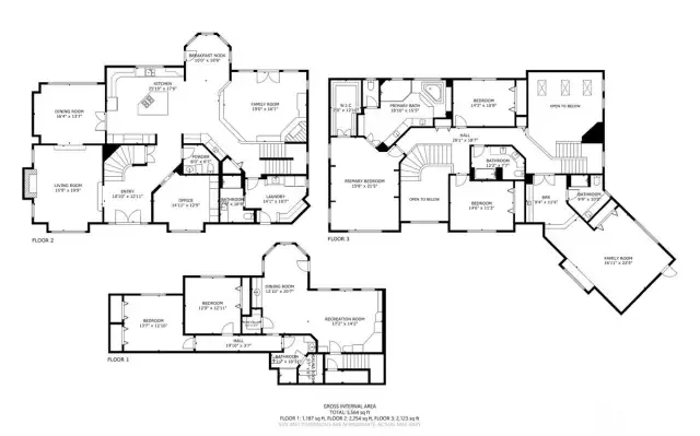 Floor plan of each level.