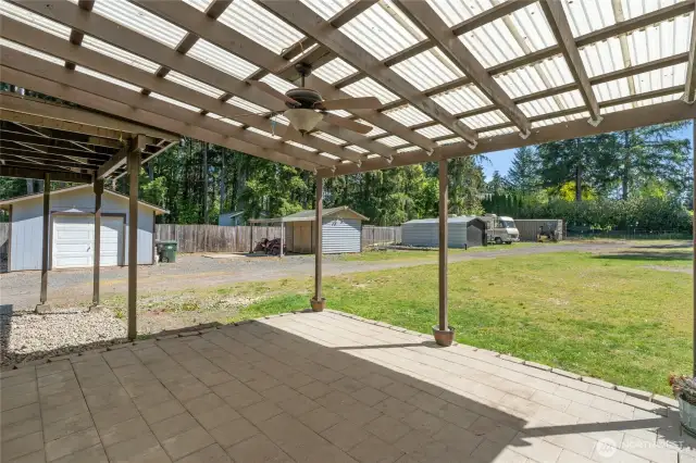 Covered patio off the living room.