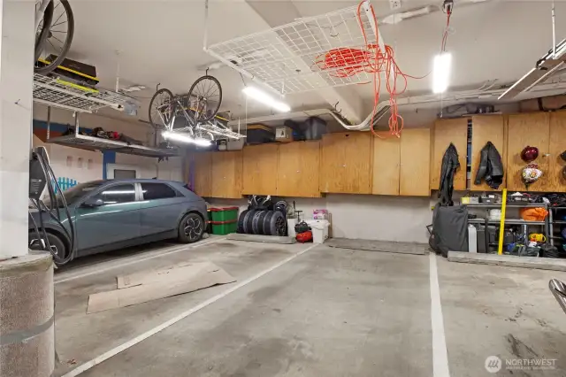 Secured private garage with 1 parking spot with plenty of storage