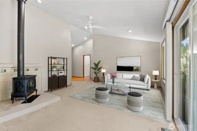Spacious family room w/cozy gas fireplace