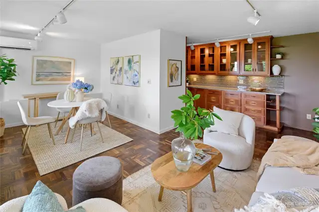 Living room and dining room