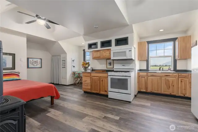 ADU kitchen area with Mountain views.