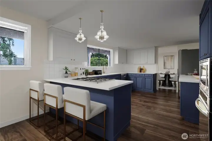 Kitchen after remodel simulation.