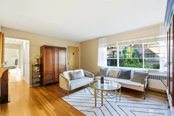 Great natural lighting and beautiful hardwood floors