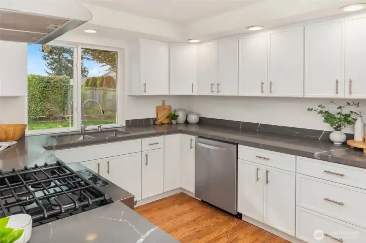 Lots of storage space in this updated kitchen.
