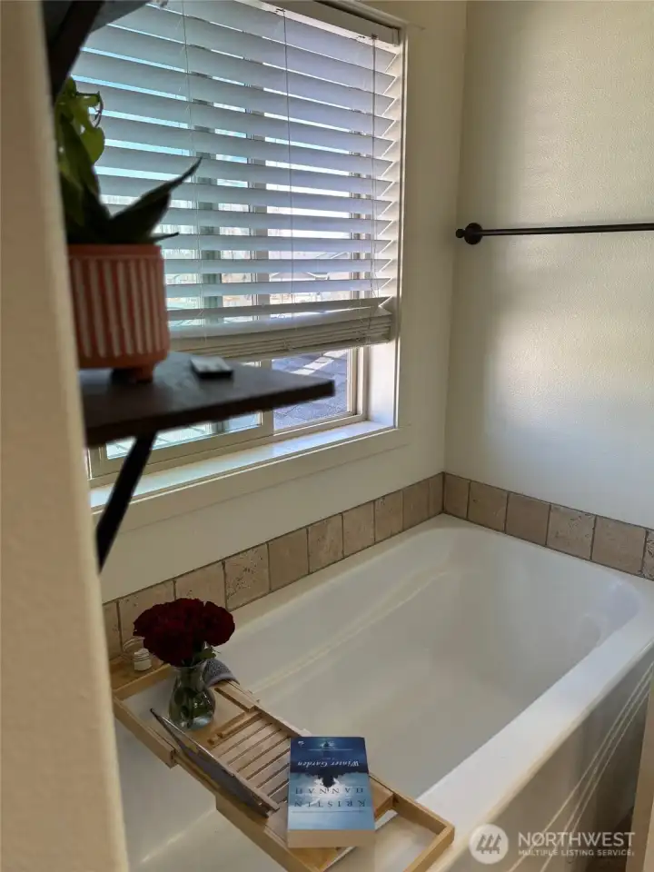 Soaking tub plenty of room for your wine glass.