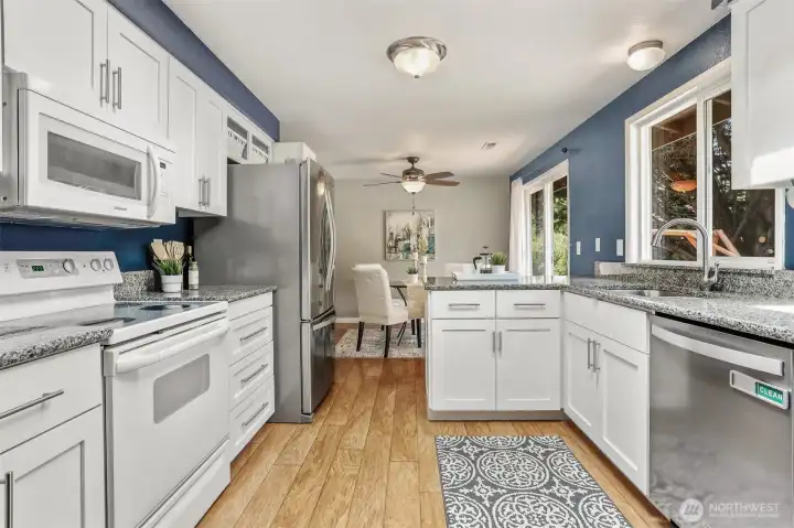 Tons of counter space and cabinet space.
