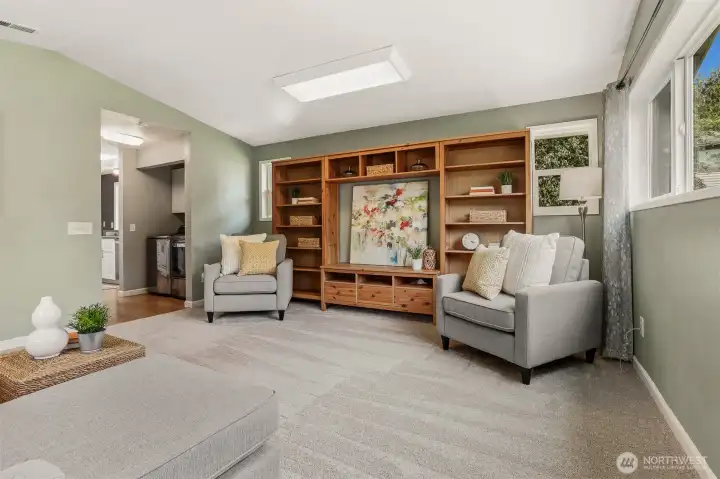 The shelving perfectly fits the space and conveys with the house.