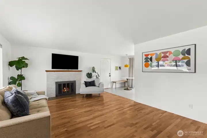 Cozy up to the wood fireplace in the winter months and the warmth of the vinyl windows.
