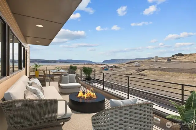 Breathtaking views from the outdoor deck. Photo has been virtually staged.
