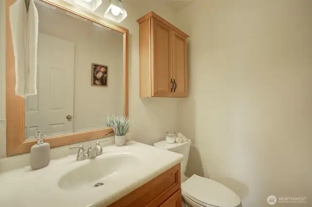 A powder room is featured on the main floor.