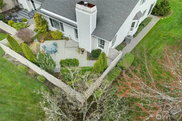 An aerial view of the patio.