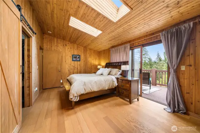 Primary bedroom with skylights and your own private deck!