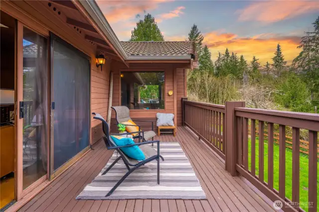 Private deck for the primary bedroom, enjoy your coffee here in the morning with gorgeous views or have a quiet drink in the evening before bed.