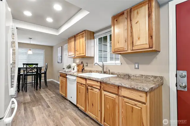All appliances stay with the house and in this light and bright kitchen.