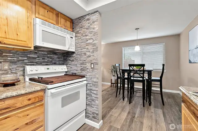 Convenient dining of the kitchen offers a great space to gather for a meal.