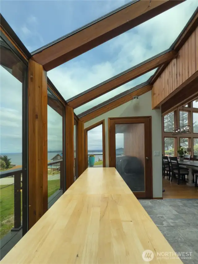 Breakfast nook with a view, door leads out to the massive new deck.