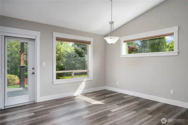 Dining area with door to patio