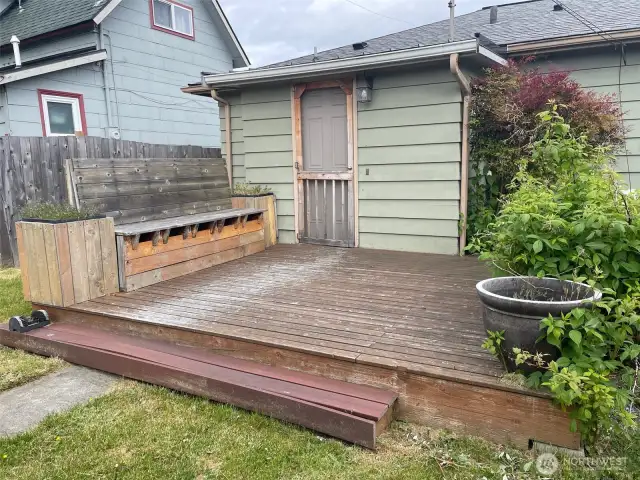 Back porch with bench
