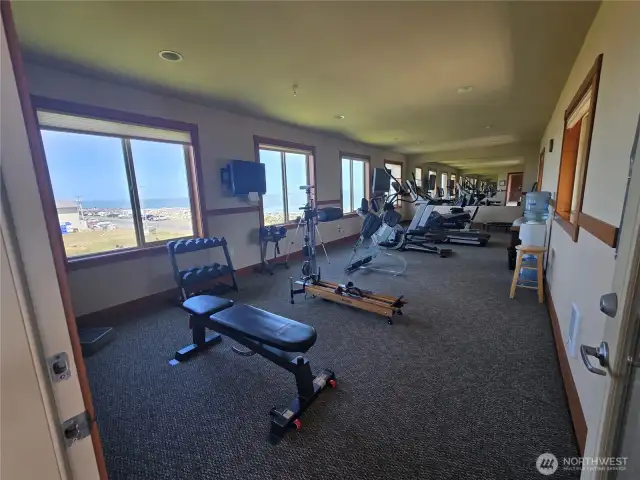 Common area exercise room. Watch the surfers and boats go by as you exercise