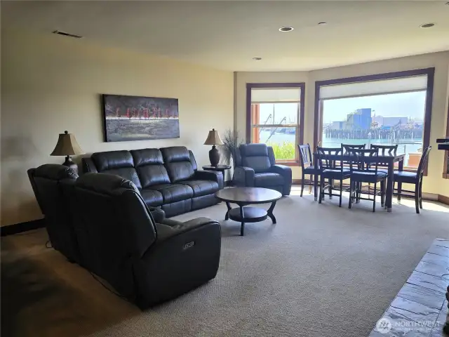 Living room with awesome views of the marina