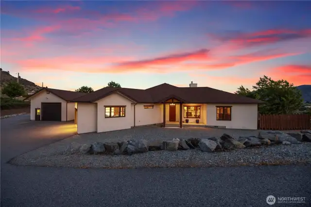 HOME INTERIOR  • Modern Comforts & Smart Living  o Soft-close drawers throughout  o Continuous hot water circulation and soft water system  o Instant hot water dispenser in kitchen  o Ceiling fans in every room  o French doors and plantation shutters add elegance  o Large dog doors leading to secure fenced exterior  • Chef's Kitchen  o Open-concept layout with generous counter space  o Walk-in pantry  o Dual-fuel (propane & electric) range and oven  o GE Kitchen Café appliances and built-in microwave  o Range hood and instant hot water system  • Well-Designed Spaces  o 3 spacious bedrooms with built-in closets (shelving & laundry system)  o Office with dual-sided fireplace shared with living room  o Media room, laundry room with additional refrigerator/freezer  o Master suite with reading nook bench   o Double sinks in both bathrooms and urinal in the primary bath.  • Garage & Utility Ready  o Two-car attached garage with 220V outlet (EV-ready)  o Two hot water heaters