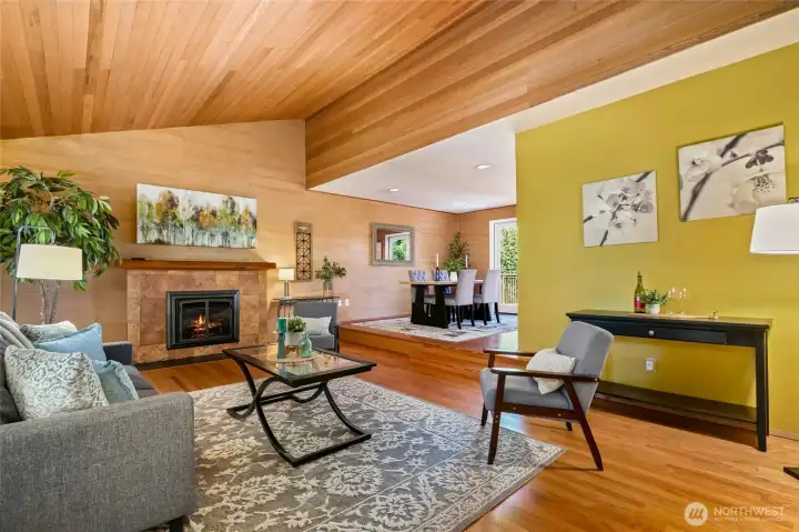 Spectacular vaulted cedar ceiling!