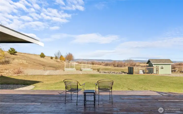 Privacy and views on the large back deck.
