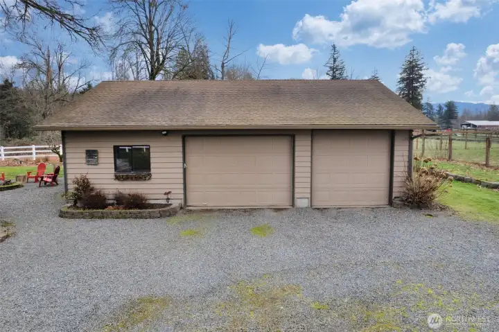 2 Stall Garage w/Taller Trailer Door and Large Shop