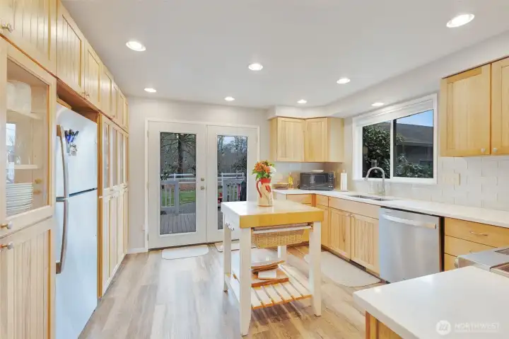 French Doors Lead out to Beautiful Cedar Deck with Amazing Views!