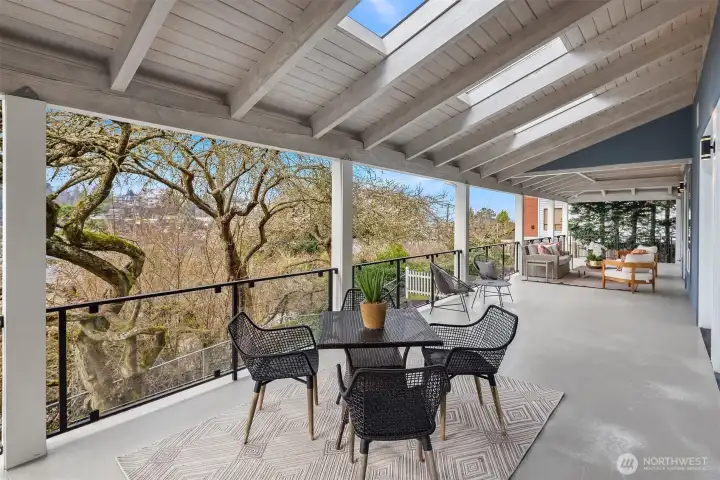 65’ entertaining terrace overlooking Puget Sound at the Ballard Locks entrance.