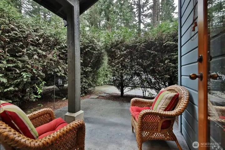 The covered patio allows space to entertain and grill outside all year. Also room to keep your bikes.