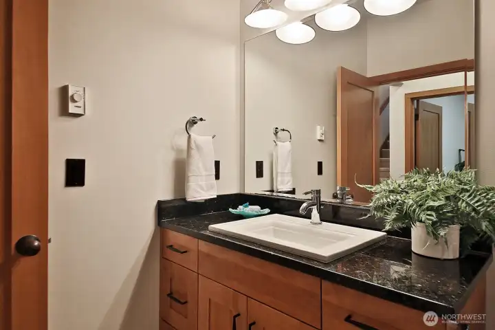 Main floor bath with lovely finishes.