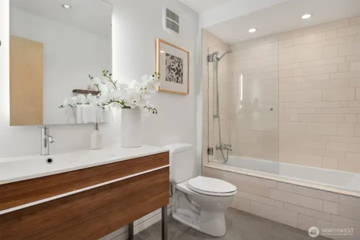 The lower level bath.