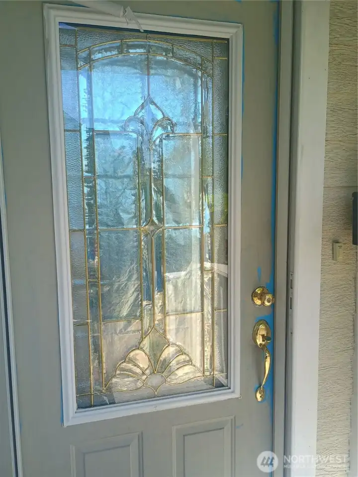 Front door brass/ leaded glass style