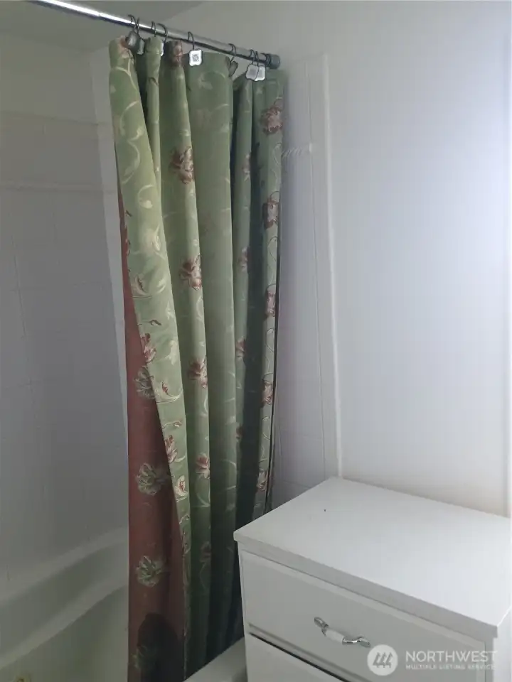 Ensuite master bath with jetted tub, ceramic tile tub surround